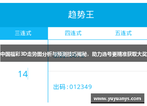 中国福彩3D走势图分析与预测技巧揭秘，助力选号更精准获取大奖